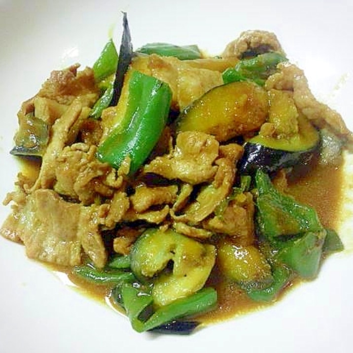 なすとピーマンと豚肉のみそ炒め